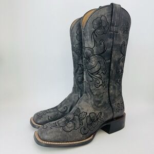 Shyanne Lasy Boots Women's Size 7 Black Leather Broad Square Toe